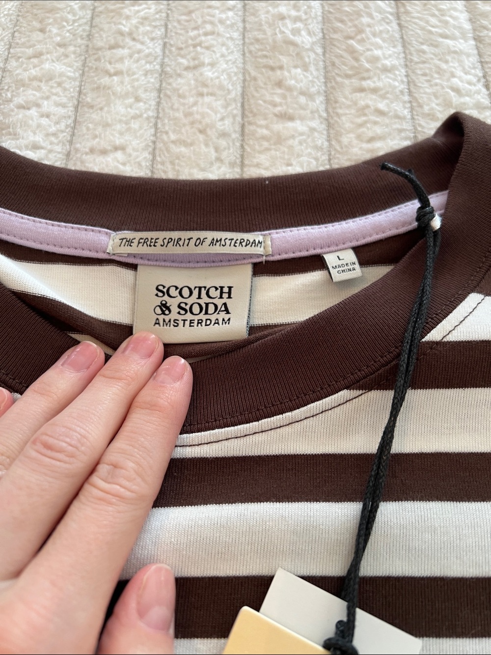 Scotch & Soda Brown and White Striped Short Sleeve Tee - Picture 4 of 6
